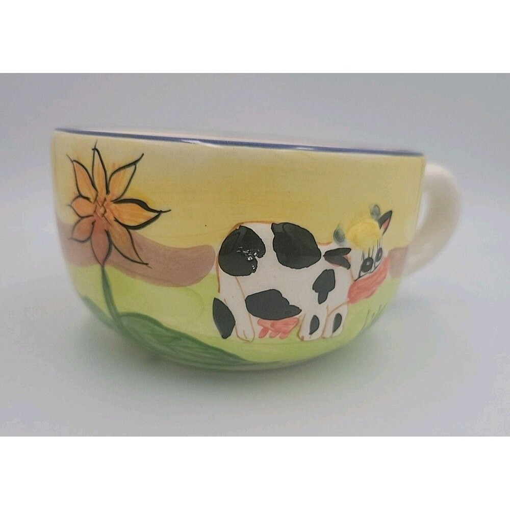 Ceramic Bowl With Cow In Grass